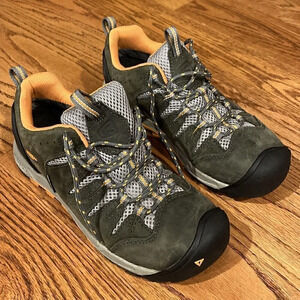 Keen Bryce WP Leather Low Hiking Shoes Womens 7.5 EU 38 Dark Shadow Apricot S